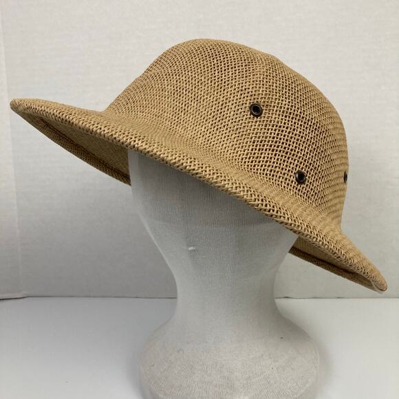 R&R Woven Safari Pith Helmet Hat Tan Outdoor Sun Protection Adventurer Explorer - Picture 2 of 11